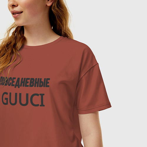 Женская футболка оверсайз Повседневные guuci / Кирпичный – фото 3