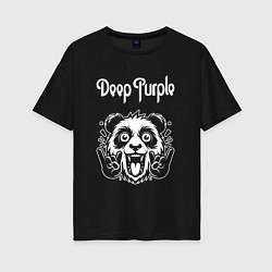 Футболка оверсайз женская Deep Purple rock panda, цвет: черный