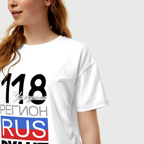 Женская футболка оверсайз 118 - Удмуртская республика / Белый – фото 3
