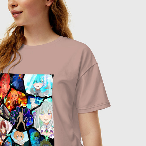 Женская футболка оверсайз Re:Zero Субару Нацуки / Пыльно-розовый – фото 3