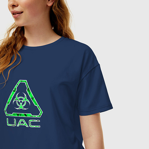 Женская футболка оверсайз UAC зелёный повреждённый / Тёмно-синий – фото 3