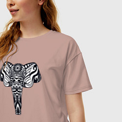 Футболка оверсайз женская Ethnic elephant, цвет: пыльно-розовый — фото 2