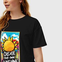Футболка оверсайз женская Create your own sunshine, цвет: черный — фото 2