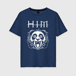 Футболка оверсайз женская HIM rock panda, цвет: тёмно-синий