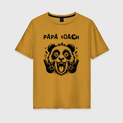 Футболка оверсайз женская Papa Roach - rock panda, цвет: горчичный