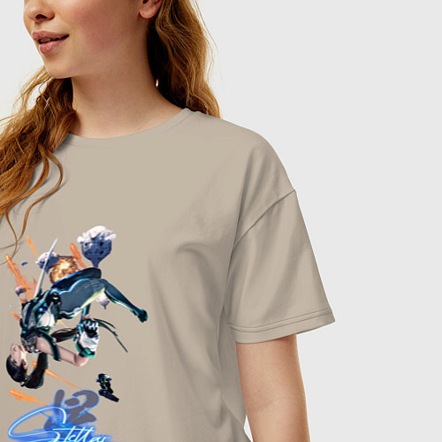 Женская футболка оверсайз Ева из stellar blade / Миндальный – фото 3