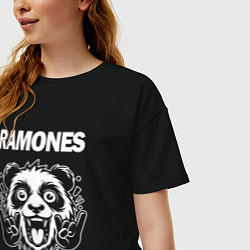 Футболка оверсайз женская Ramones rock panda, цвет: черный — фото 2