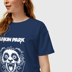 Футболка оверсайз женская Linkin Park rock panda, цвет: тёмно-синий — фото 2