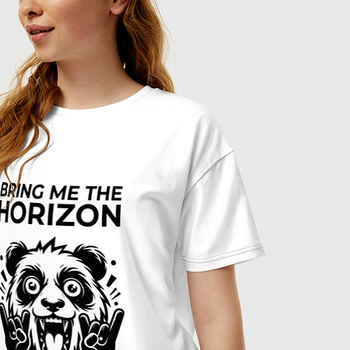 Женская футболка оверсайз Bring Me the Horizon - rock panda / Белый – фото 3