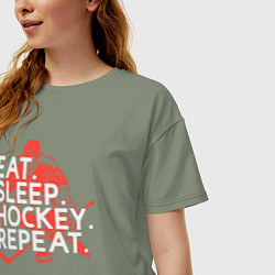 Футболка оверсайз женская День хоккеиста, цвет: авокадо — фото 2