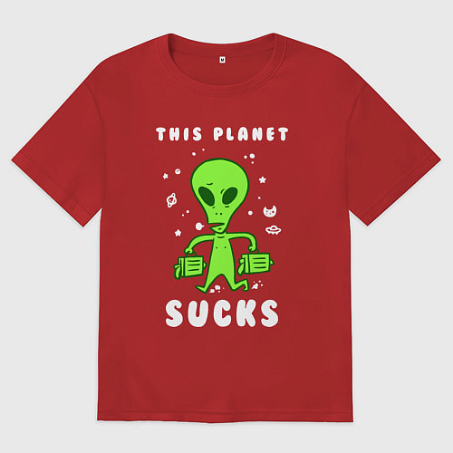 Женская футболка оверсайз Эта планета отстой / Красный – фото 1