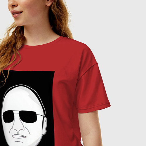Женская футболка оверсайз Чиназес в очках мем / Красный – фото 3