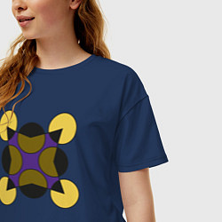 Футболка оверсайз женская Геометрические фигуры - круги со звездой, цвет: тёмно-синий — фото 2
