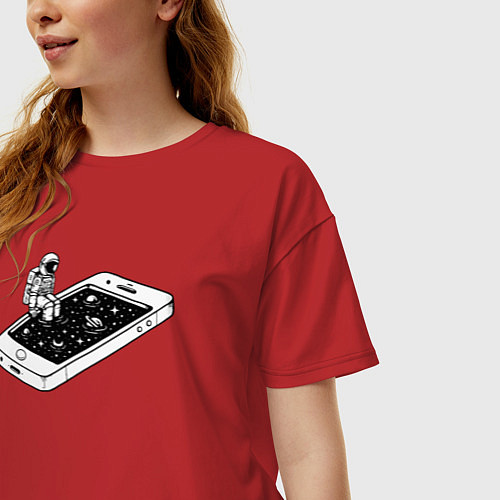 Женская футболка оверсайз Космическая связь / Красный – фото 3