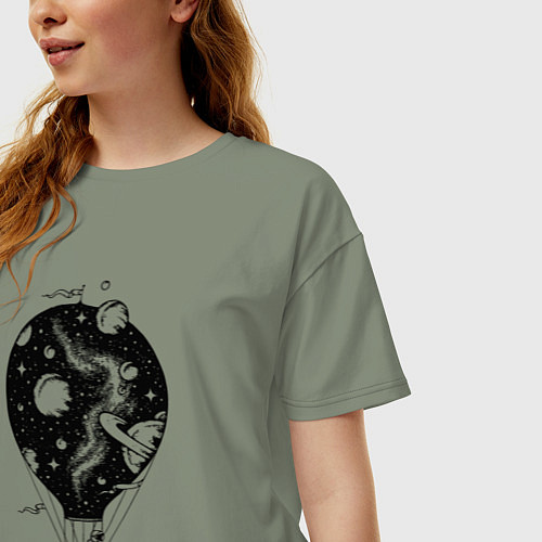 Женская футболка оверсайз Космический воздушный шар / Авокадо – фото 3