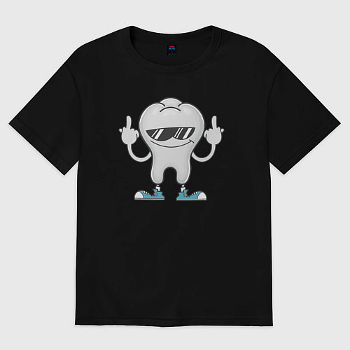 Женская футболка оверсайз Привет от зуба / Черный – фото 1