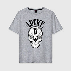 Футболка оверсайз женская Lucky skull, цвет: меланж