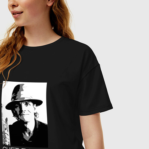 Женская футболка оверсайз Chet Baker jazz legend / Черный – фото 3