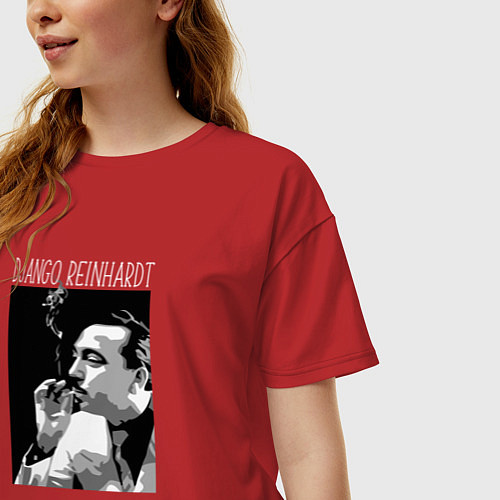 Женская футболка оверсайз Django Reinhardt legendary jazz guitarist / Красный – фото 3