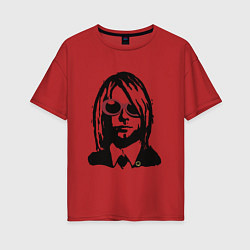 Футболка оверсайз женская Kurt Cobain Nirvana portrait, цвет: красный