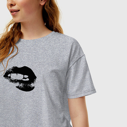 Женская футболка оверсайз Абстрактные губы / Меланж – фото 3