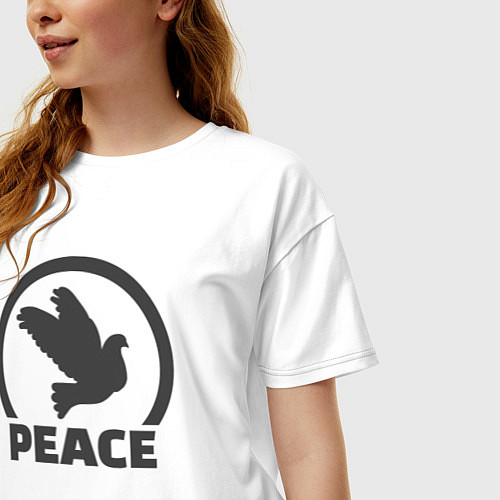 Женская футболка оверсайз Peace bird / Белый – фото 3