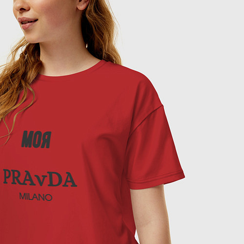 Женская футболка оверсайз Моя pravda / Красный – фото 3
