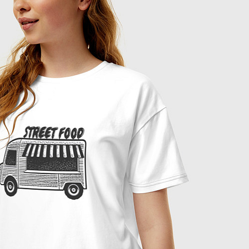 Женская футболка оверсайз Street food / Белый – фото 3