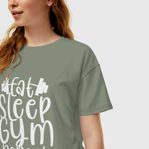 Женская футболка оверсайз Еда сон спортзал / Авокадо – фото 3