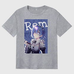 Футболка оверсайз женская Рем близняшка горничная, цвет: меланж