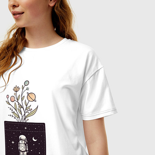 Женская футболка оверсайз Космический карман / Белый – фото 3