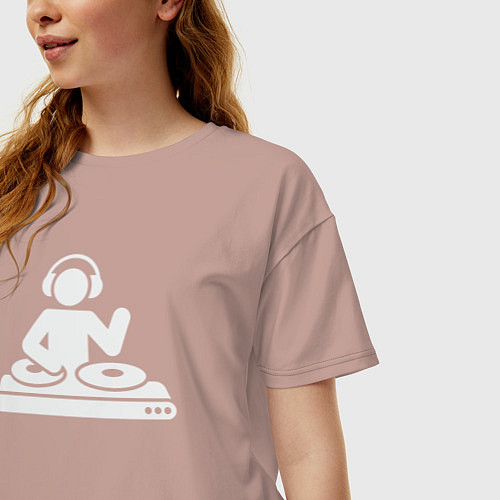 Женская футболка оверсайз Dj style / Пыльно-розовый – фото 3