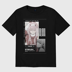 Футболка оверсайз женская Милый во Франксе Zero Two, цвет: черный