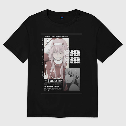 Женская футболка оверсайз Милый во Франксе Zero Two / Черный – фото 1