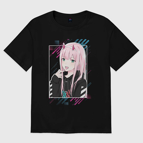 Женская футболка оверсайз Zero Two is darling / Черный – фото 1