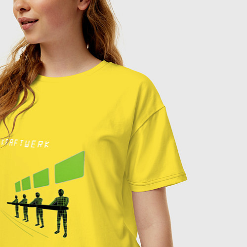 Женская футболка оверсайз Kraftwerk - Robots scene / Желтый – фото 3