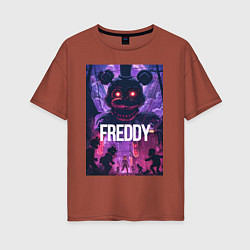 Футболка оверсайз женская Freddy - мишка Фредди, цвет: кирпичный