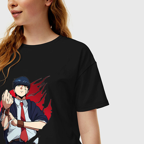 Женская футболка оверсайз Мэш Бёрндэд маг / Черный – фото 3