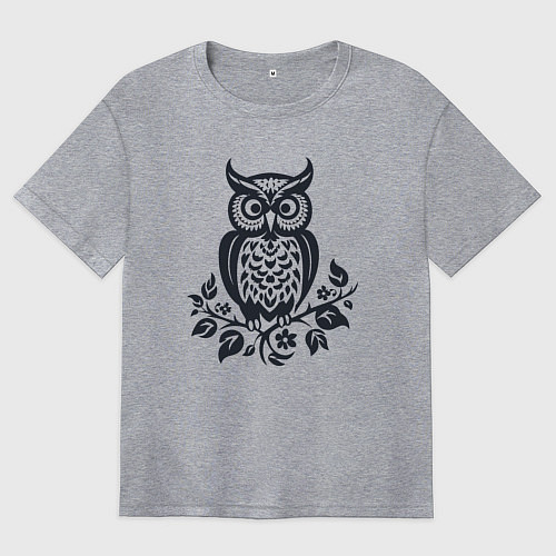 Женская футболка оверсайз Силуэт совы / Меланж – фото 1