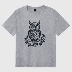 Футболка оверсайз женская Силуэт совы, цвет: меланж