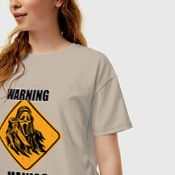 Футболка оверсайз женская Предупреждающий знак Maniac zone, цвет: миндальный — фото 2