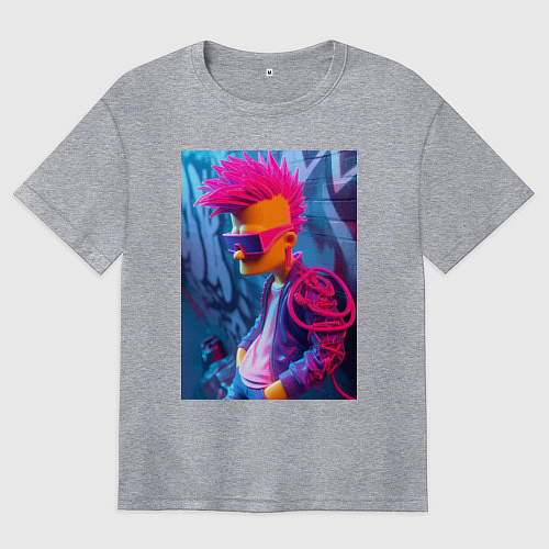 Женская футболка оверсайз Bart Simpson - punk / Меланж – фото 1