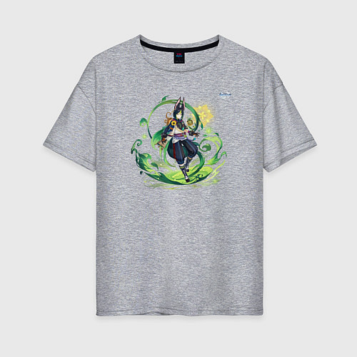 Женская футболка оверсайз Тигнари из Геншин Импакт / Меланж – фото 1