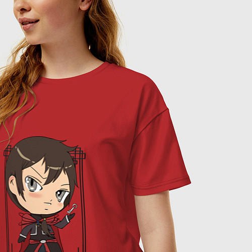 Женская футболка оверсайз Арт на аниме владыка демонов и его девушка эльфийк / Красный – фото 3