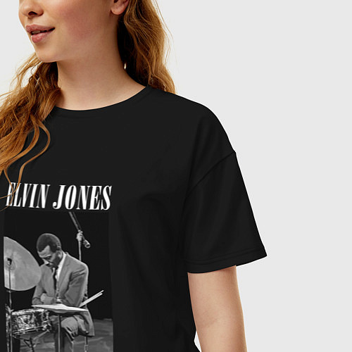 Женская футболка оверсайз Elvin Jones великий джазовый барабанщик / Черный – фото 3