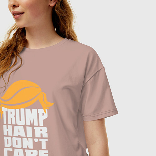 Женская футболка оверсайз Trump hair dont care / Пыльно-розовый – фото 3