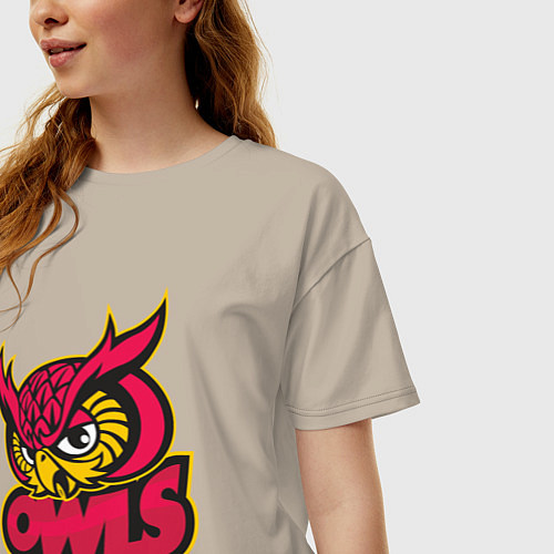 Женская футболка оверсайз Team owls / Миндальный – фото 3