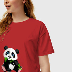 Футболка оверсайз женская Красивый медведь панда, цвет: красный — фото 2