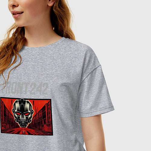 Женская футболка оверсайз Front 242 - tour with fla / Меланж – фото 3