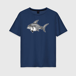 Футболка оверсайз женская Хитрая акула, цвет: тёмно-синий